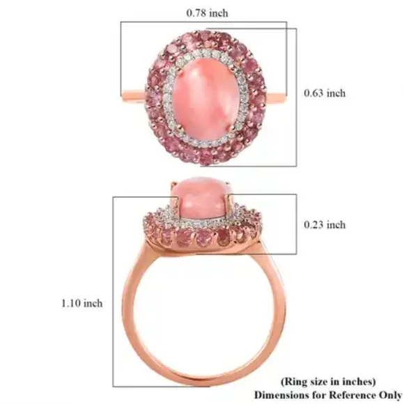 Host Pick NWOT Oregon Sunrise Peach Opal and Pink Tourmaline Double Halo Ring - Picture 7 of 7